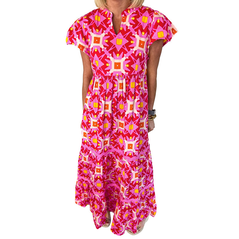 Mature Women Casual Summer Leisure Style Waist-tight Cropped Dress