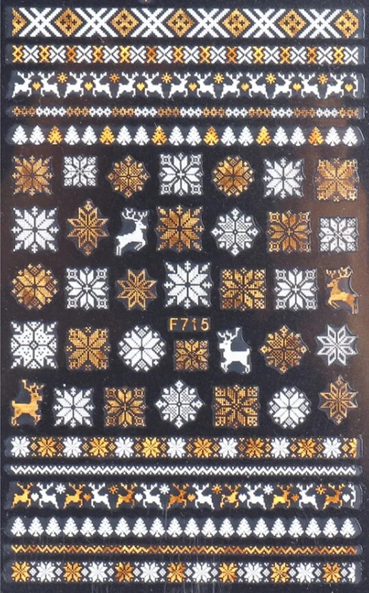 Churchf 1pcs Autumn Winter Nail Sticker Robin Snow Flower New Year Halloween Christmas 3D Decals Nail Art Design Decor Accessories-Nail Inspo