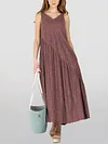 Striped Sleeveless Camisole Panel Long Dress