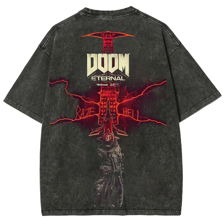 Doom Eternal Printed Unisex Washed T-Shirt