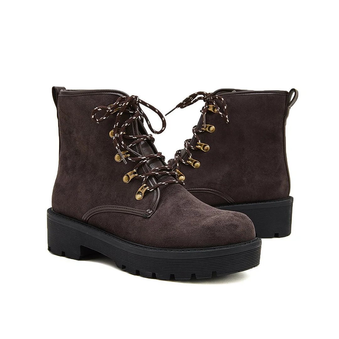 Women Trendy Suede Lace-Up Snow Boots