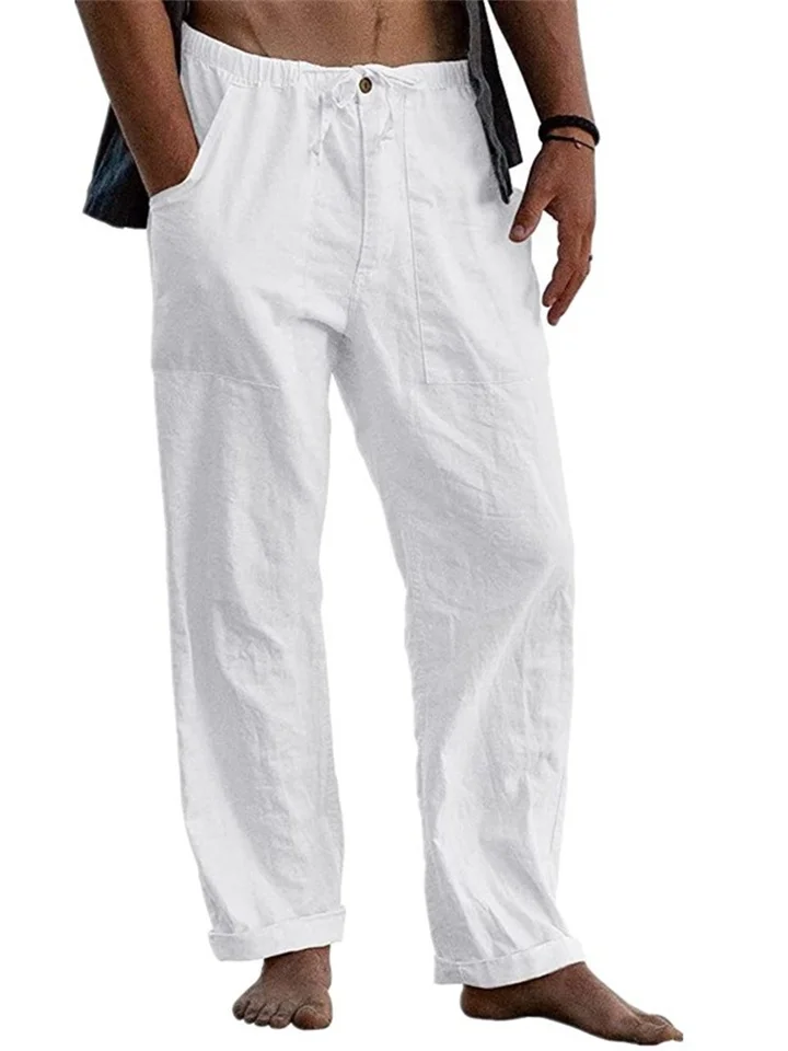 Men's Linen Pants Trousers Summer Pants Beach Pants Pocket