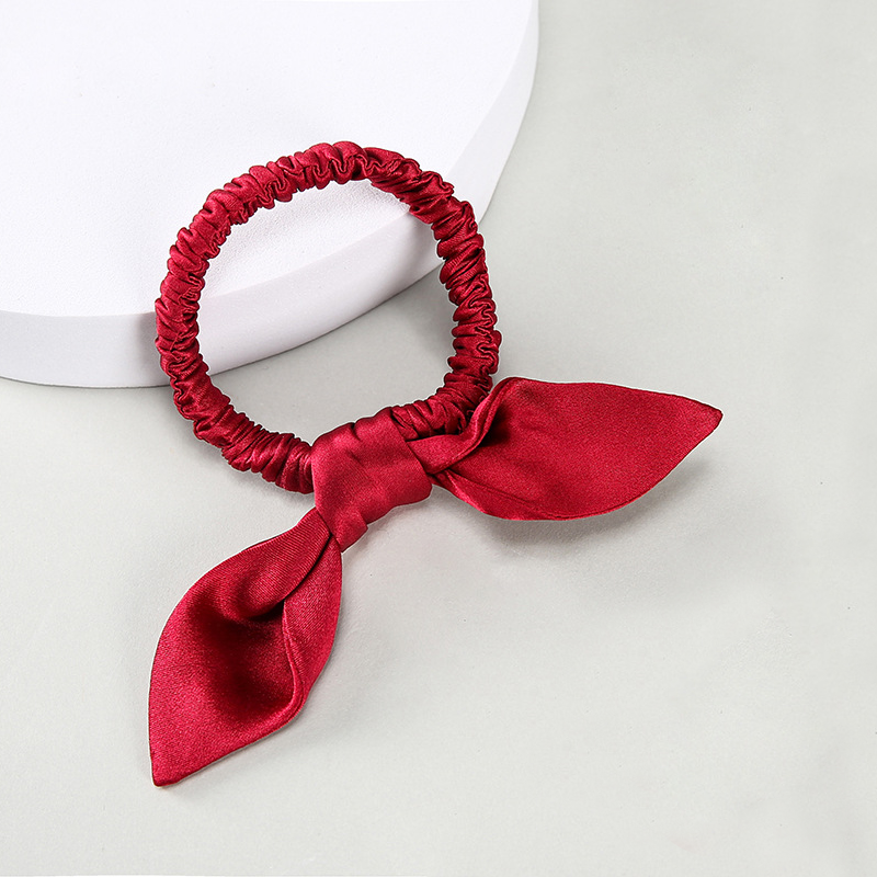 16 Momme Skinny Bow Decoration Silk Hair Scrunchie REAL SILK LIFE