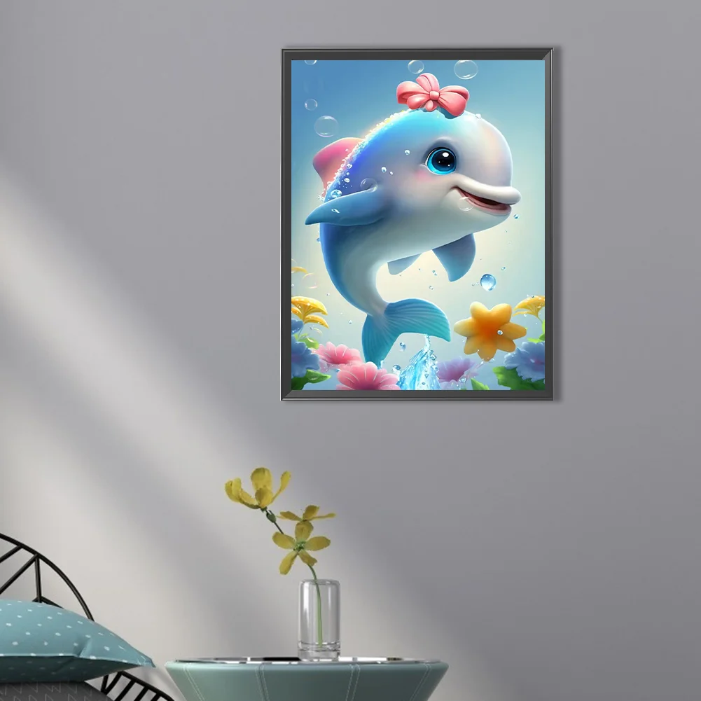Full Round Diamond Painting 30*40cm - Beautiful Dolphin