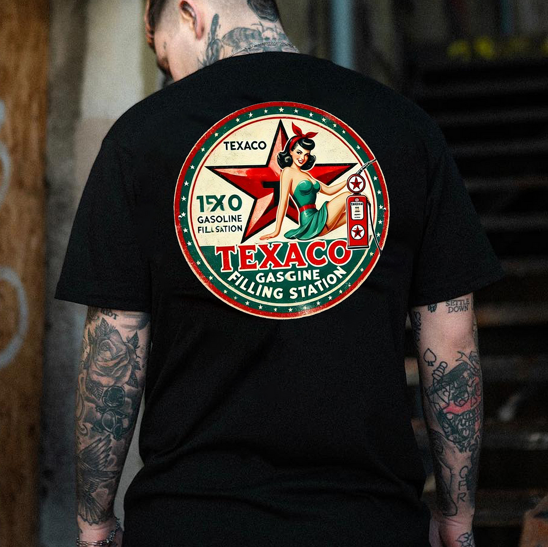 TEXACO GASOLINE FILLING STATION Sexy Lady Print Men's T-shirt