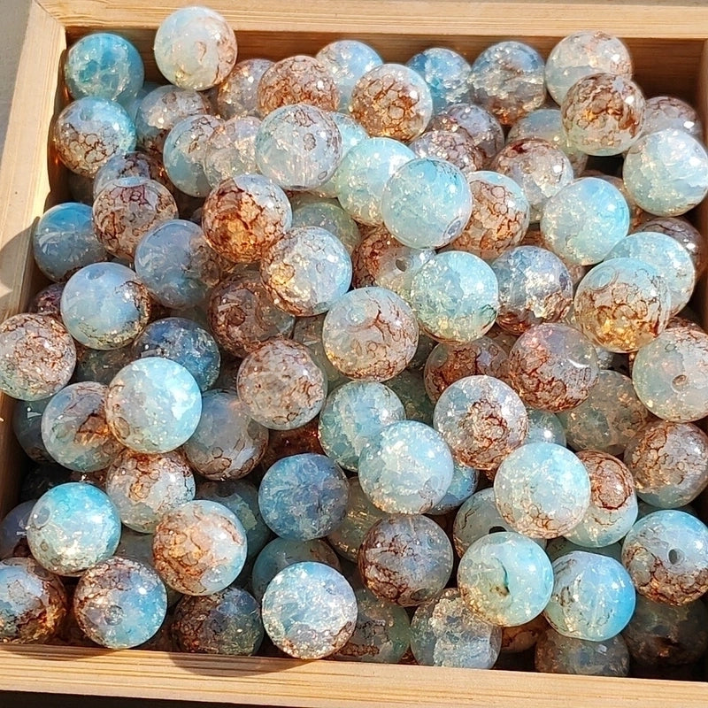 New 8/10mm Water Dyed Protein Jade Broken New Chinese Style Gold Sprinkling Glass Bead DIY Bracelet Ornament Straight Hole Beads Loose Beads