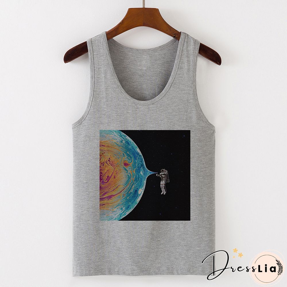 Womens Sexy Vest Tank Tops T-Shirt Summer Camisole Universe Print Fashion Streetwear