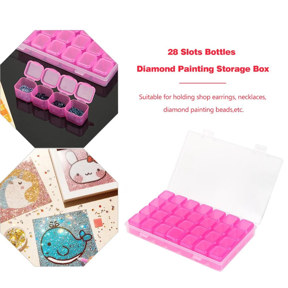 28 Grids Jewelry Box Diamond Embroidery Crystal Bead Organizer Storage Case