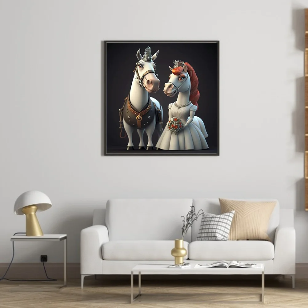 Full Round Diamond Painting 30*30cm - Wedding Animals - Horse