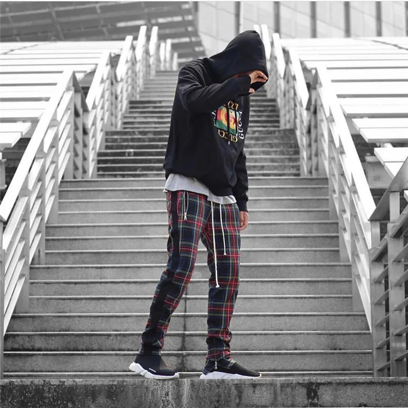 Scottish plaid casual sports trousers