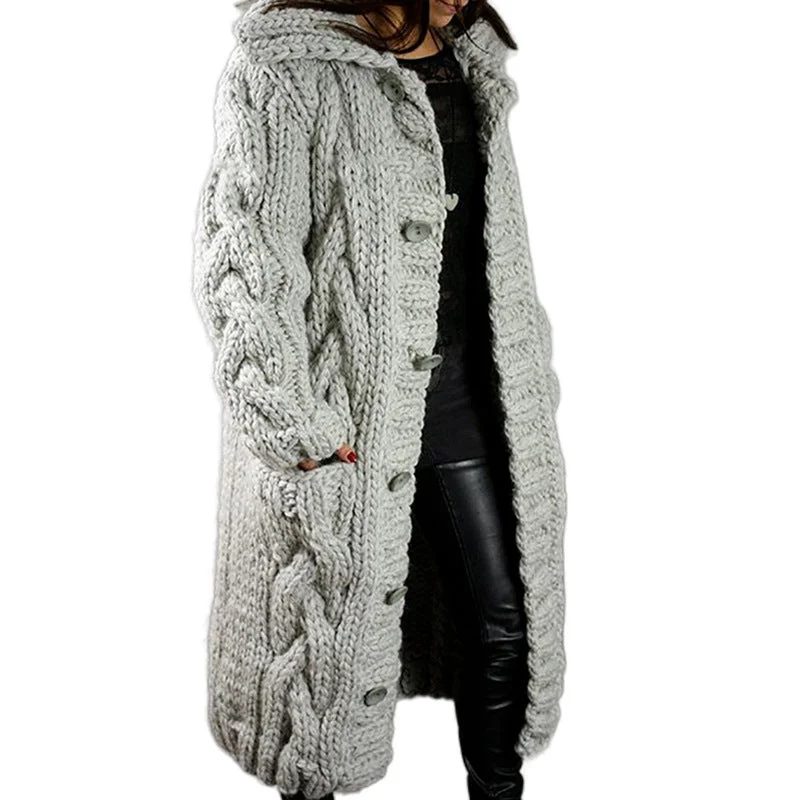 Uveng Neck Women's Oversized Sweater Coat Fashion Cardigan