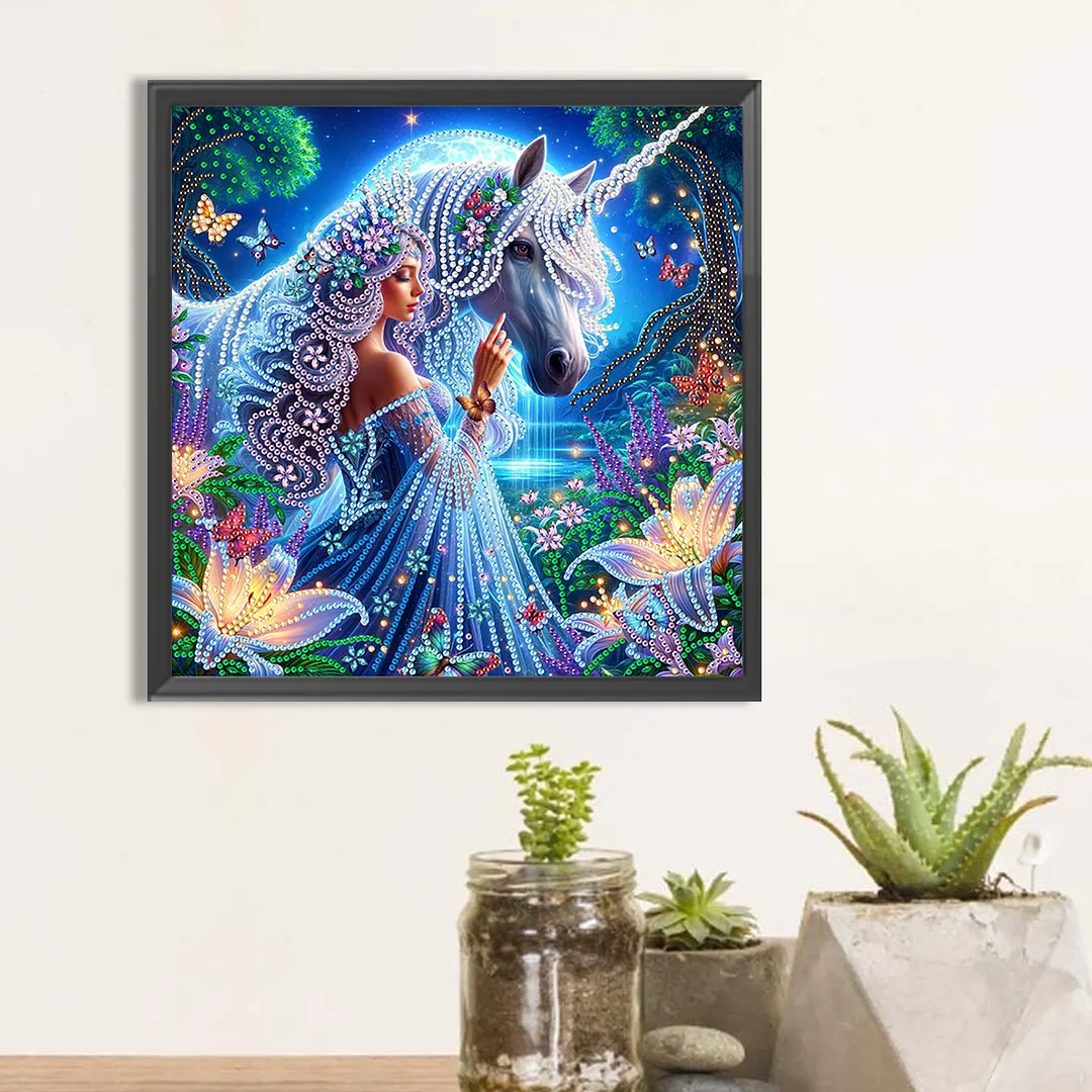 Unicorn Beauty - Diamond Painting - Partial Special Shaped Drill(Canvas|30*30cm)