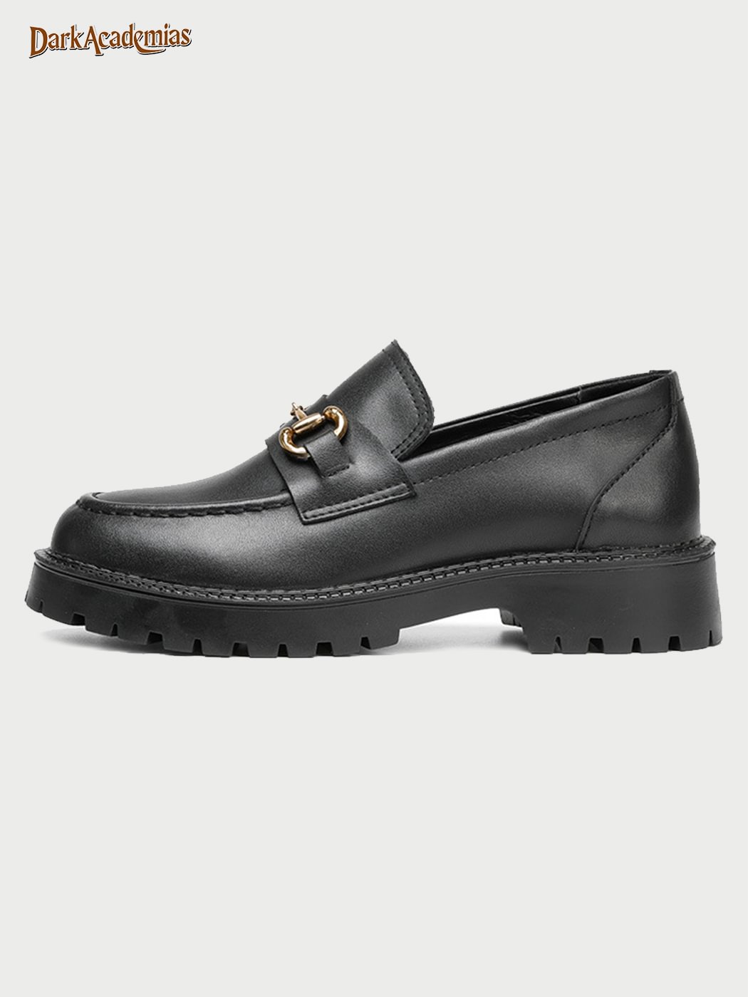 Black Gold Ring Lock Chunky Loafers