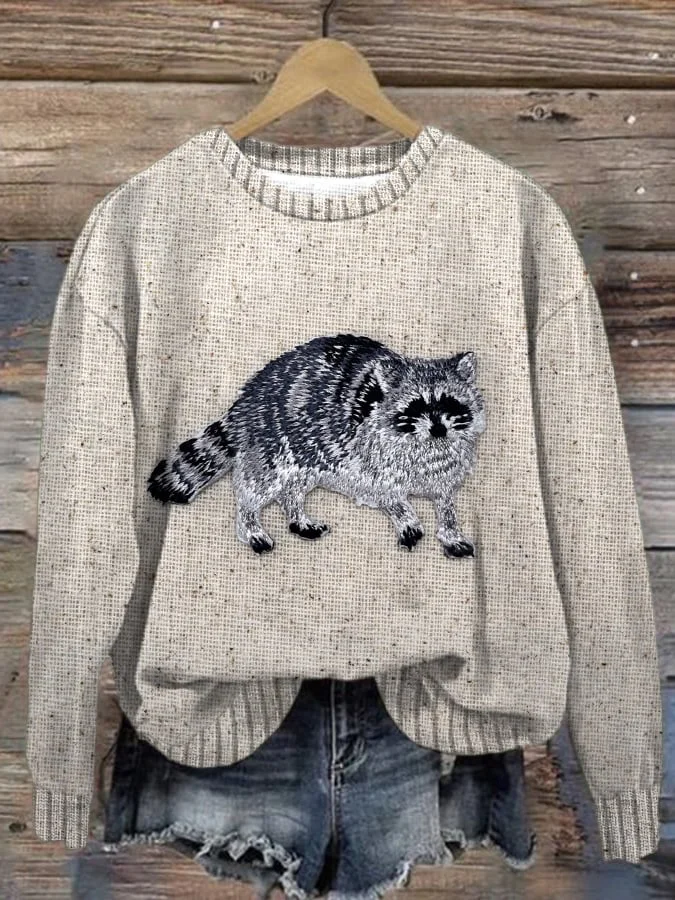 Women's Animal Raccoon Comfort Print Sweatshirt