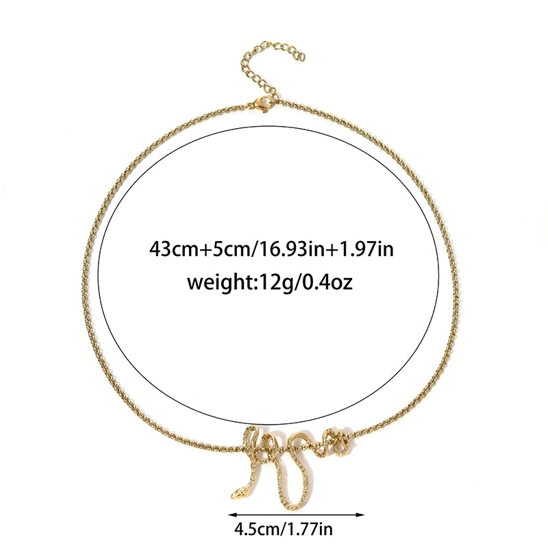 Chinoiserie Exaggerated Novelty Snake 304 Stainless Steel 14K Gold Plated Plating Stainless Steel Necklaces