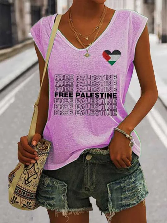 Women's Casual Free Palestine Print Vest