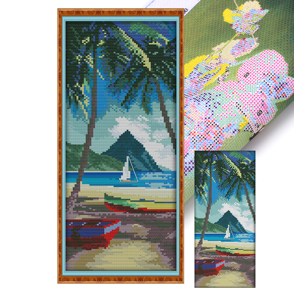 Aegean Island, Thailand Full 11CT Pre-stamped Canvas(20*49cm) Cross Stitch