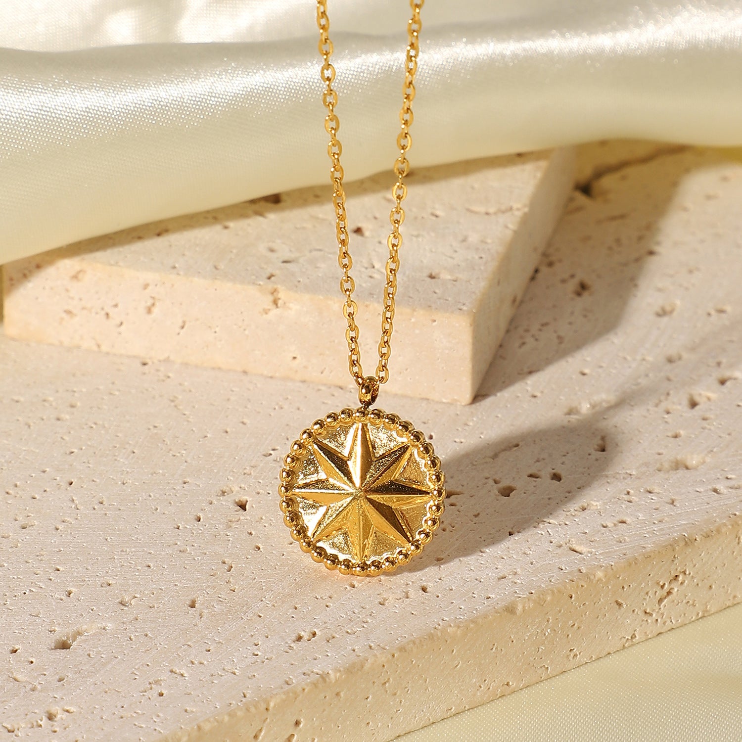 IG Style Six-Pointed Star Stainless Steel 18K Gold Plated Necklaces