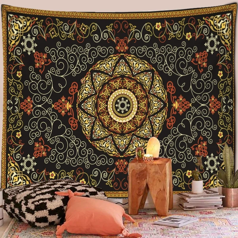Nigikala Mandala Tapestry Wall Hanging Boho Decor Wall Cloth Tapestries Psychedelic Hippie Night Moon Tapestry Mandala Wall Carpet