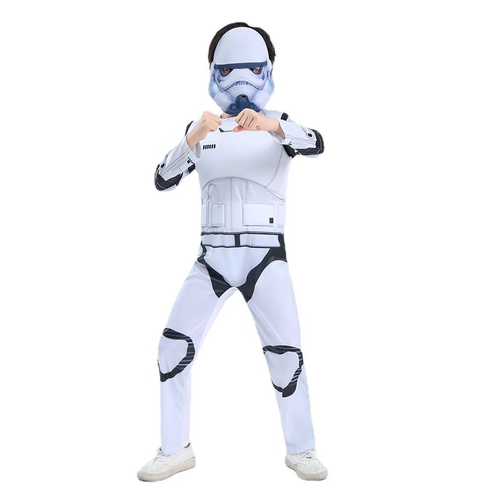Kids White Stormtrooper Costume SW Stormtrooper Halloween Cosplay Jumpsuit