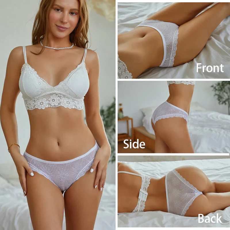 Billionm Women Sexy Lace Panties Solid Color Perspestive Underwear Briefs Low Waist Underpants Female Breathable Intimates Lingerie