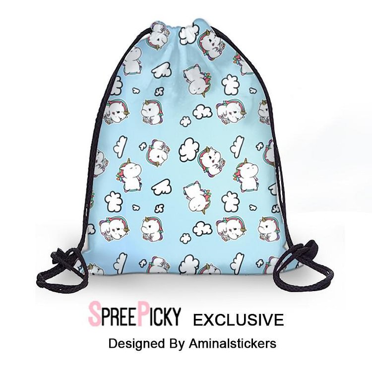 [Aminalstickers Design] Cute Unicorn Drawstring Backpack SP179100