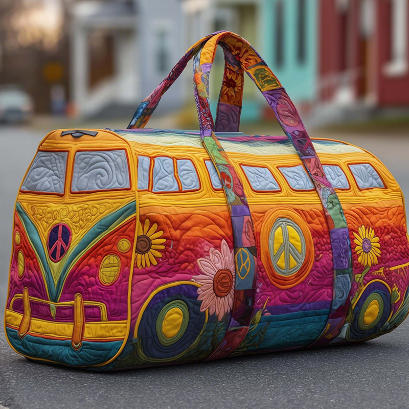 Hippie Van Quilted Duffle Bag elevenforest