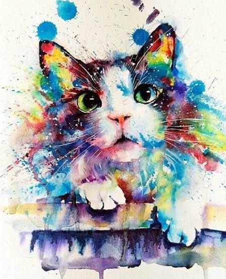 

Colorful Splash Cat – Paint By Numbers - 40*50CM, 501 Original