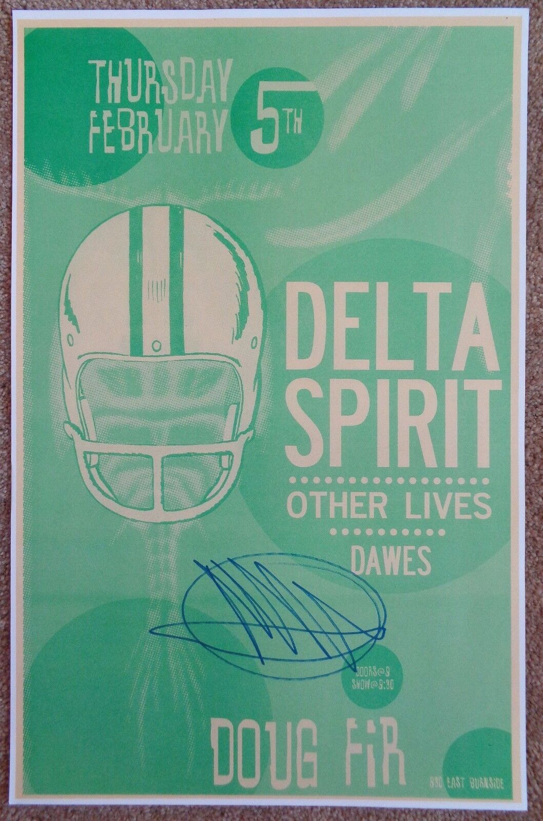 Signed DELTA SPIRIT MATTHEW VASQUEZ Gig POSTER In-Person w/proof Autograph