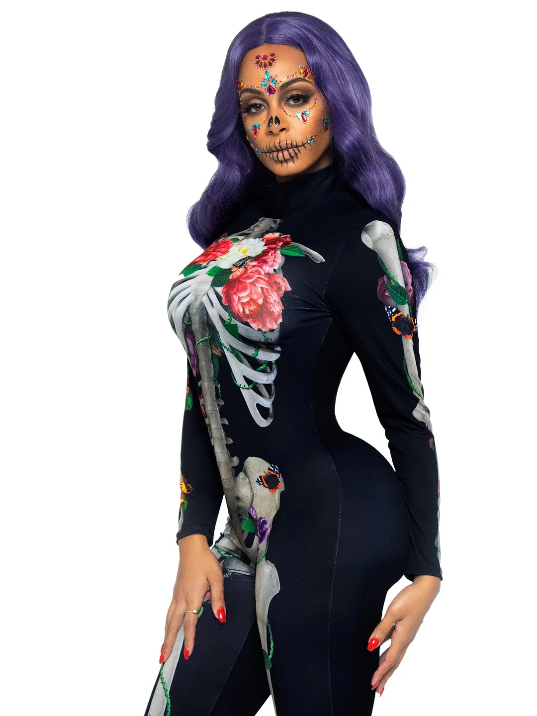 3D Floral Skeleton Catsuit Costume