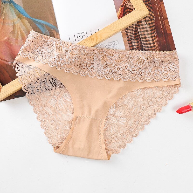 Meet'r Women Sexy Lace Lingerie Temptation Low-waist Panties Thong No trace Breathable Underwear Female G String Intimates