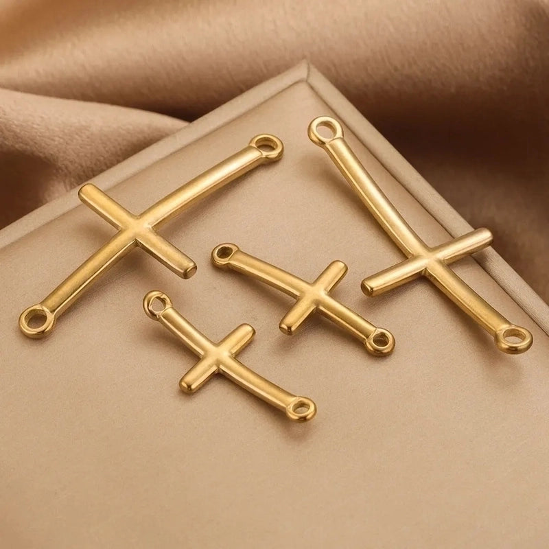 10 Pcs/package Minimalist Cross Stainless Steel Plating Connector Jewelry Accessories