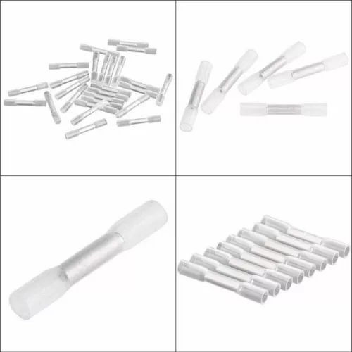 pornhint Pornhint 50-200Pcs AWG 26-24 Gauge White Heat Shrink Butt Wire Connectors Crimp Terminals New