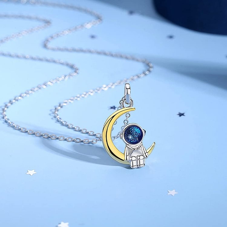 Moon Star Astronaut Necklaces for Couples