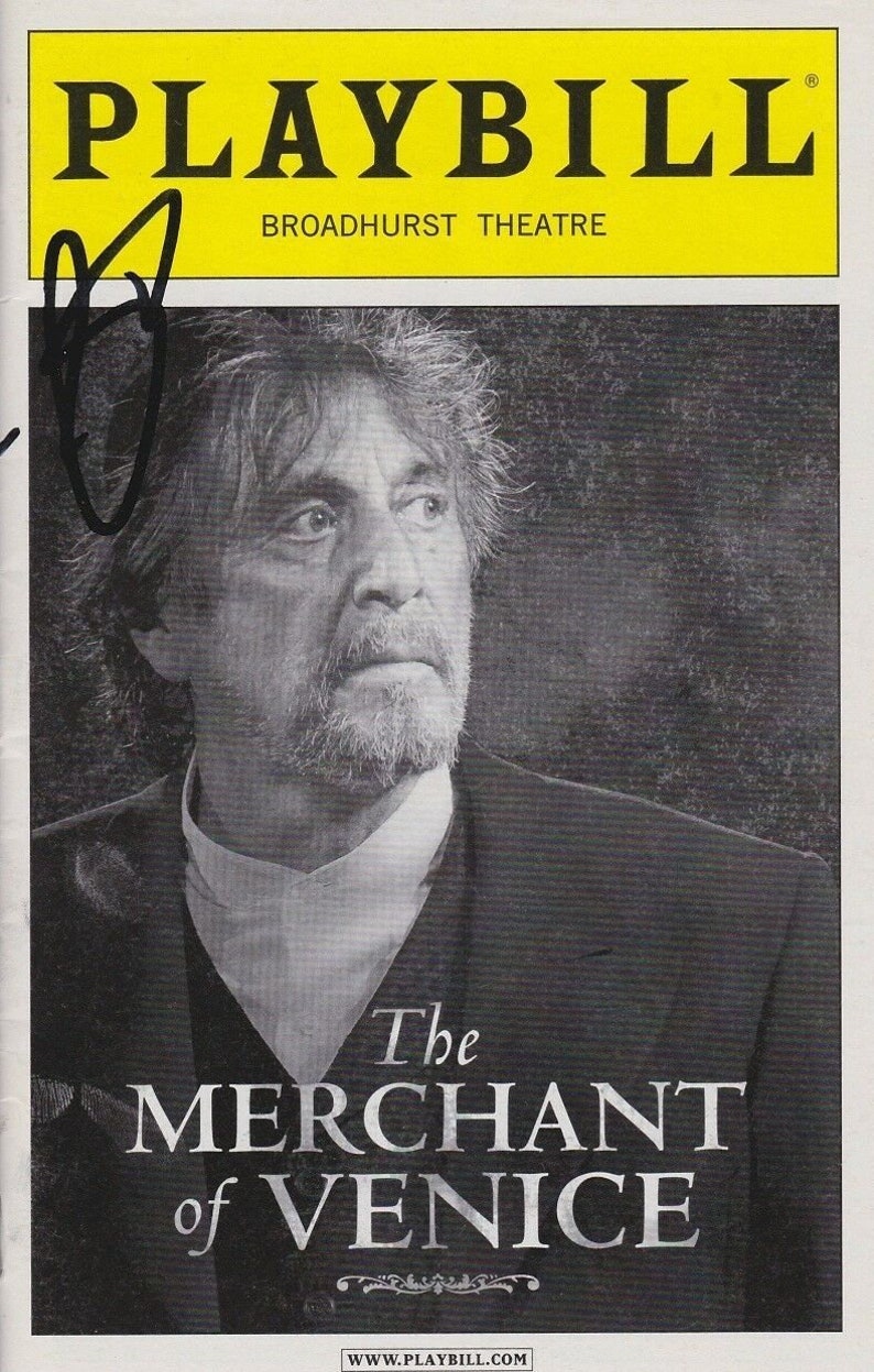 Al pacino signed autographed the merchant of venice shylock playbill