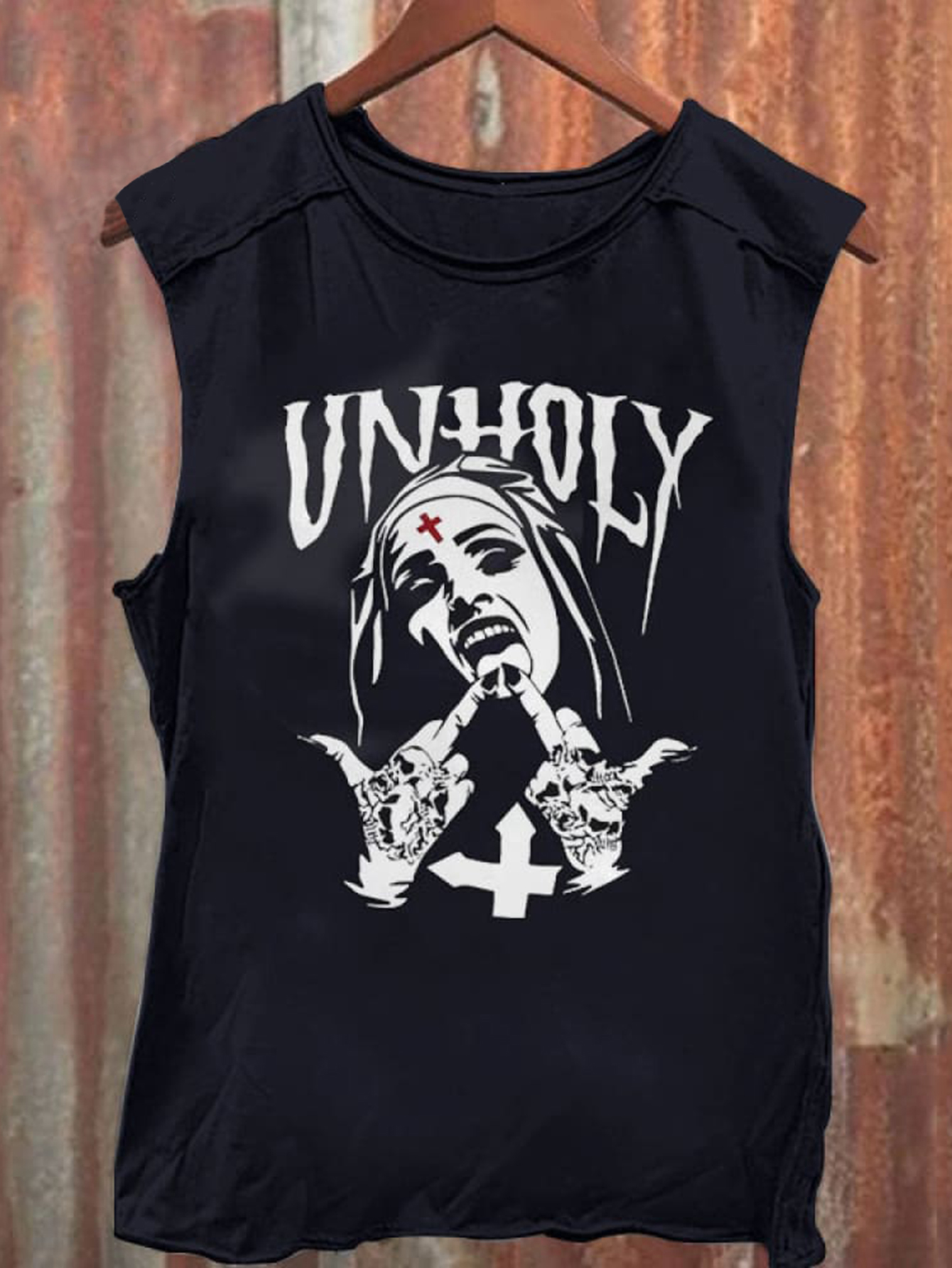 Evil Nun Hand Sign Print Vest / Rvogue / Rvogue