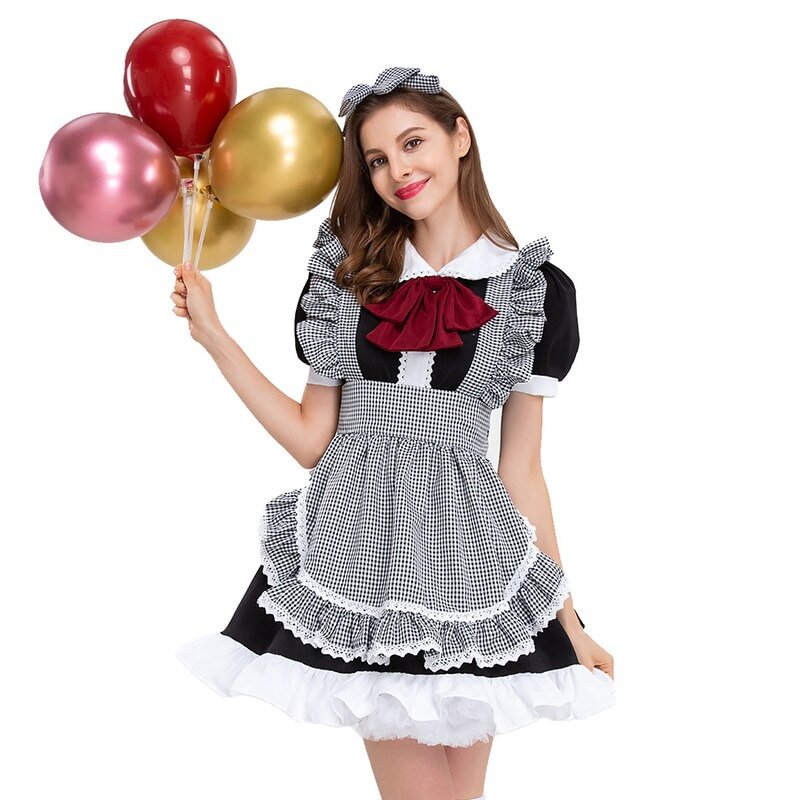 French Maid Costume Outfit Waitress Cafe Dresses For Women-elleschic