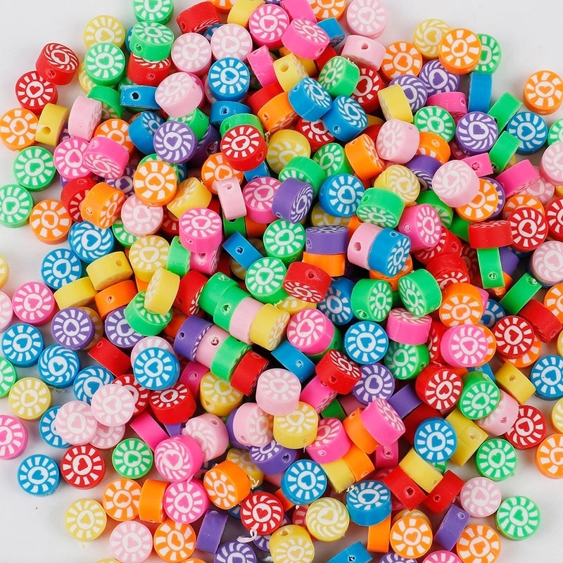1 Pack Soft Clay Rainbow Heart Shape Beads