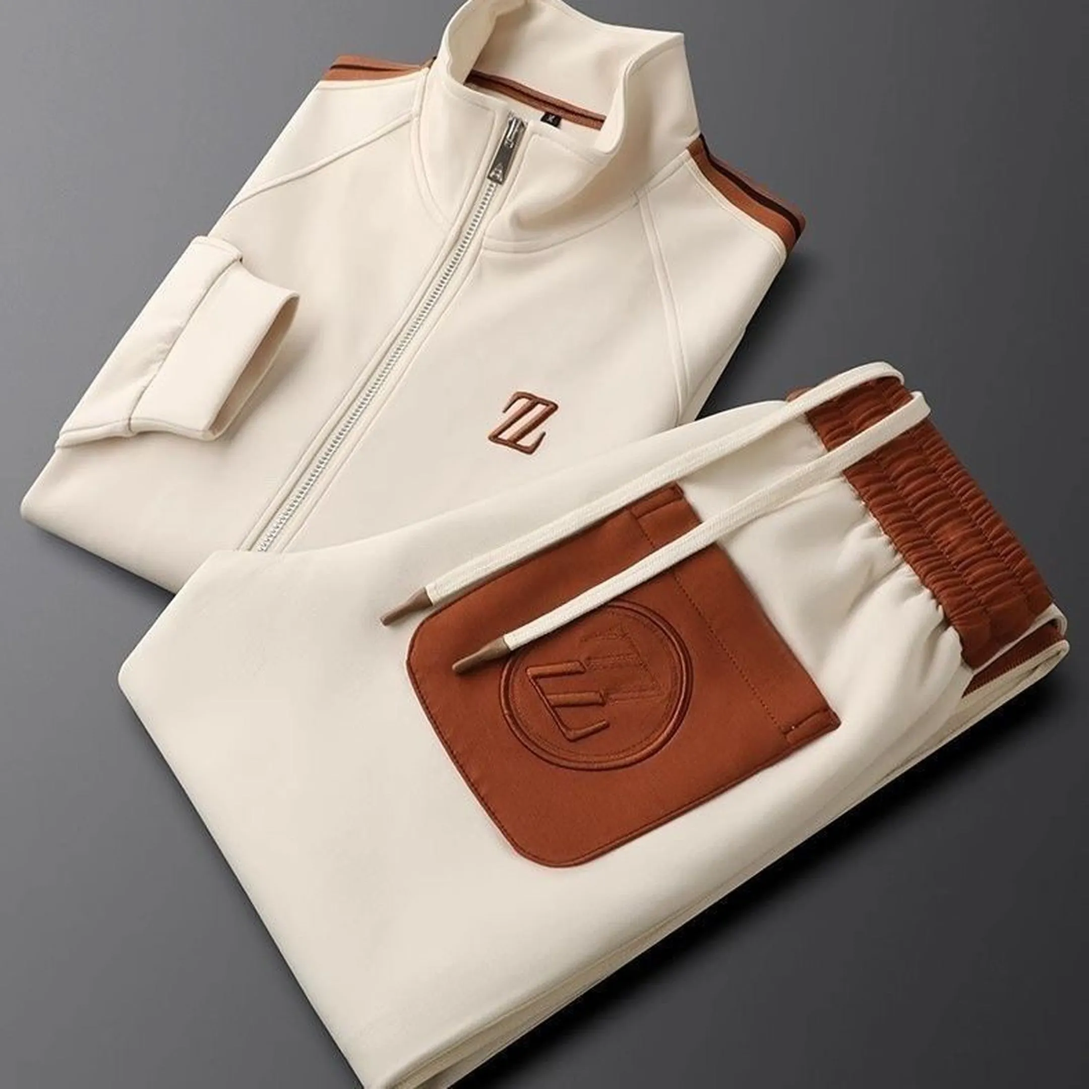 Men's Funnel Neck Tracksuit &ndash; Zip Jacket & Drawstring Trousers
