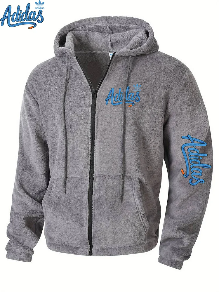 Męska zimowa bluza fitness outdoorowa z pluszowym zamkiem błyskawicznym i ciepłą bluzą