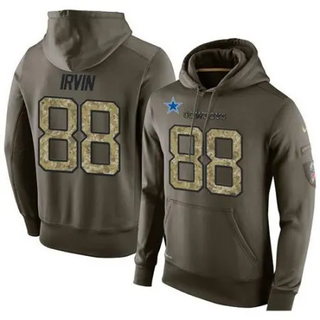 NFL Men's  Dallas Cowboys #88 Michael Irvin Stitched Green Olive Salute To Service KO Performance Hoodie
