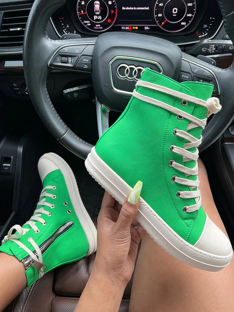 Fashion Zipper High-Top Sneakers