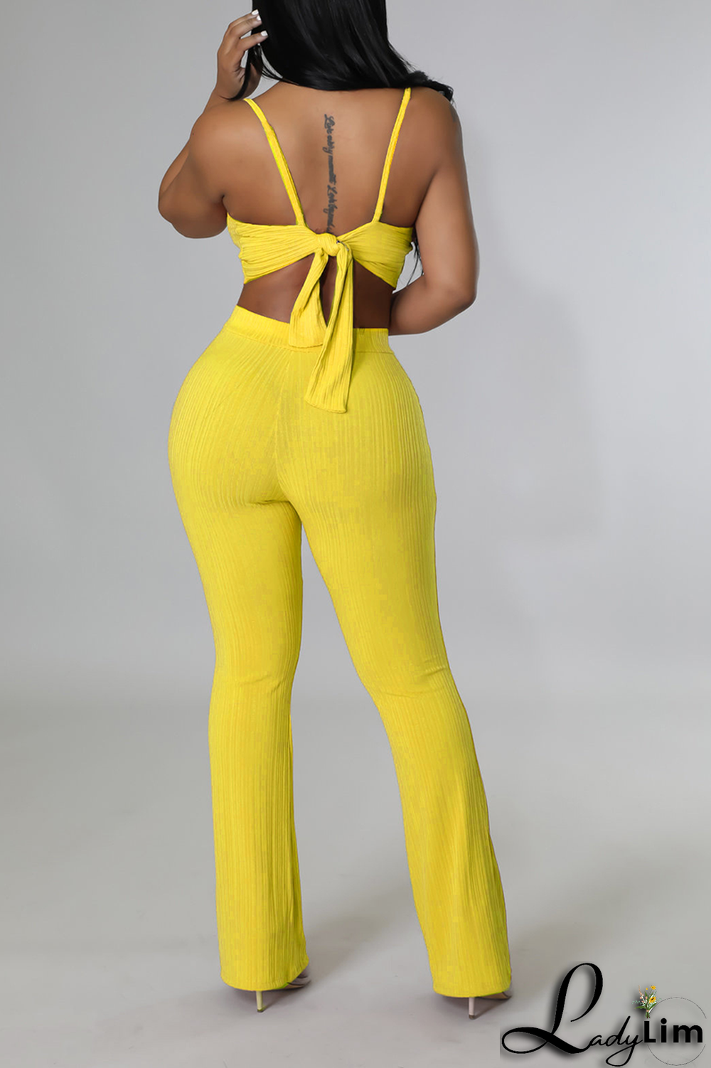 Orange Casual Print Letter Spaghetti Strap Sleeveless Two Pieces