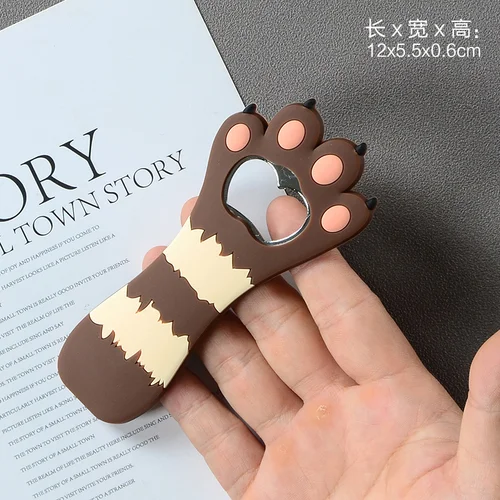 Athvotar Cute Animal Paw Wine Bottle Opener Beer Bottle Opener Cat Magnet Refrigerator Sticker Dog Fridge Magnet Beer Opener