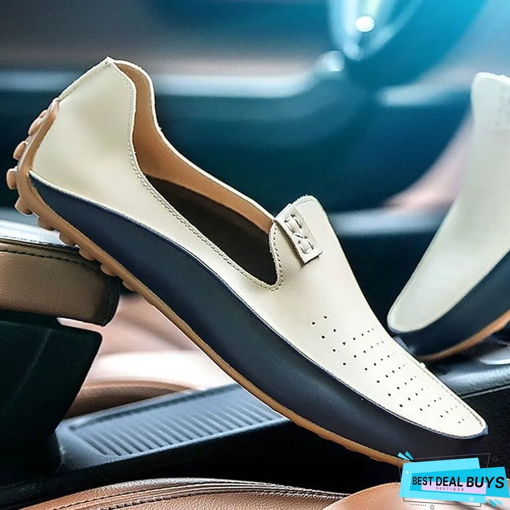 Mens Summer Flat Comfort Designer Outdoor Loafers Slip-Ons Boat Shoes Non-Slipping Yellow