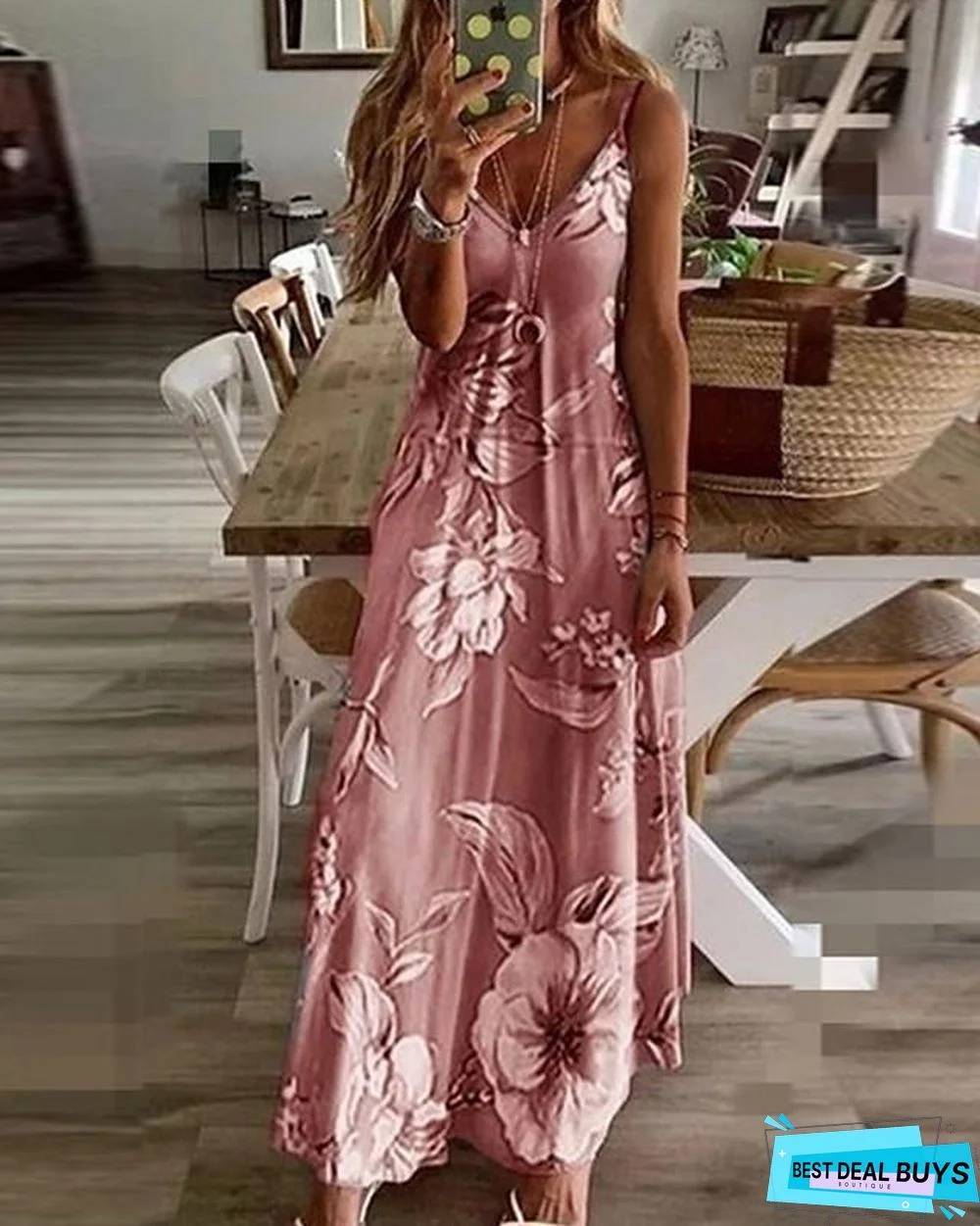 Women's Strap Dress Maxi Long Dress Sleeveless Geometric Print Spring & Summer Hot Elegant Streetwear Blue Purple Blushing Pink Fuchsia Green Gray
