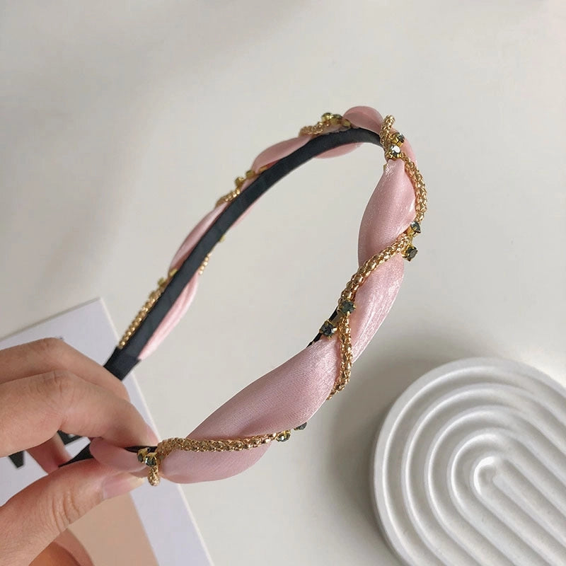 Women’s Fashion C Shape Cloth Handmade Artificial Pearls Rhinestones Hair Band