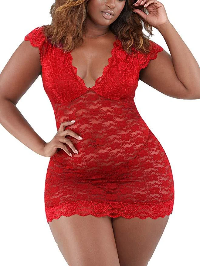 Zingj Sex Lingerie Sexy Plus-Size Lace Perspective Women's Ass Skirt Sex Suit