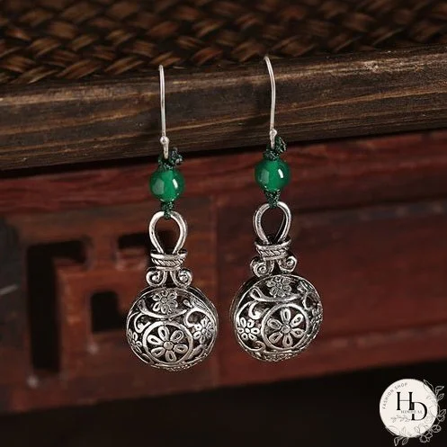 Ethnic Style Earrings Vintage Earrings Sterling Silver Tibetan Jewelry