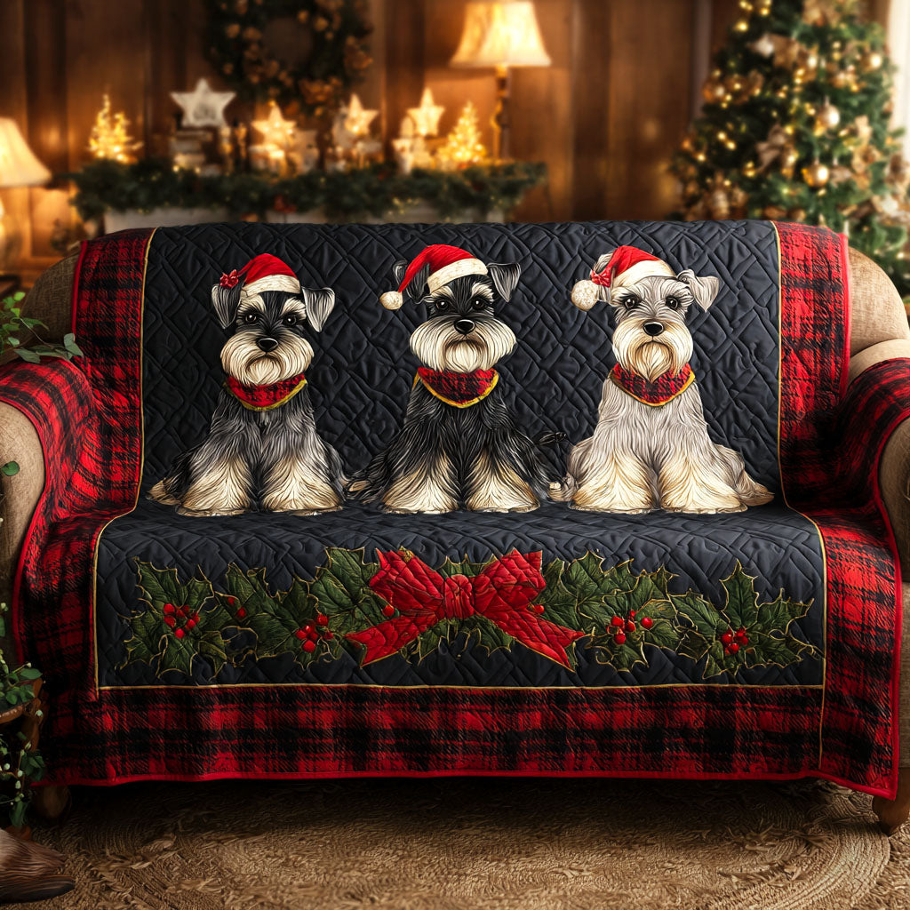 Schnauzer Holiday Crew Quilted Sofa Cover NCU0TV959 everthome